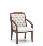 Кресло посетителя Граф с утяжкой экокожа премиум белая CN2 / дерево - дуб мелвилл