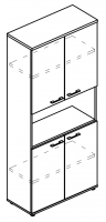 Шкаф для документов 4-х дверный с открытой нишей (топ ДСП) МР 9474