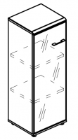 Шкаф средний узкий со стеклянной дверью в алюминиевой рамке левый (топ МДФ) МР 9370