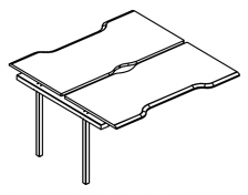 Секция стола рабочей станции 'Симметрия' на металлокаркасе МТ (1 скос) (2х120)  МР Б1 173.04-1