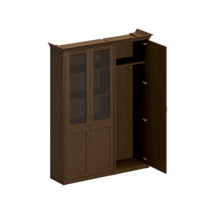 Шкаф высокий комбинированный (для одежды узкий + для документов со стеклянными дверями) дуб мелвилл