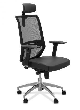 Кресло Aero lux подголовник сетка/экокожа / черная CN1114