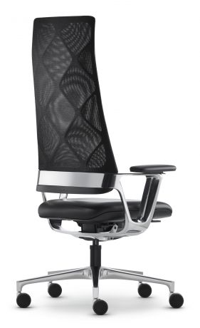 Кресло руководителя Connex 2 mesh с высокой сетчатой спинкой натуральная кожа / серая 4802