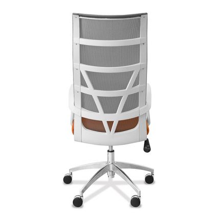 Кресло Топ X белый каркас сетка/ткань TW / серая/оранжевая