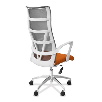 Кресло Топ X белый каркас сетка/ткань TW / серая/оранжевая
