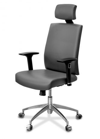 Кресло персонала Alfa X/SL/3D/H экокожа экокожа премиум / серо-коричневая CN6