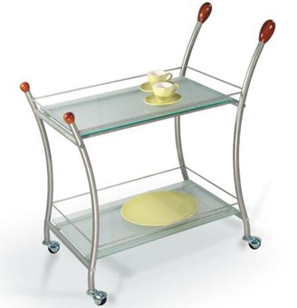 Стол сервировочный Поло металлик/прозрачное стекло