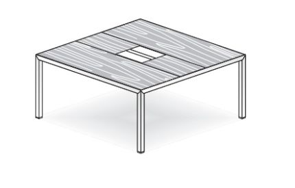Стол для переговоров квадратный с кабель-каналом и треем стекло / карамель