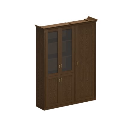 Шкаф высокий комбинированный (для одежды узкий + для документов со стеклянными дверями) дуб мелвилл
