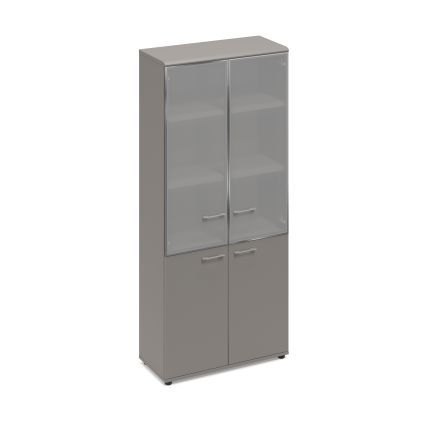 Шкаф со стеклянными дверьми в алюминиевой рамке (топ МДФ) мокко премиум
