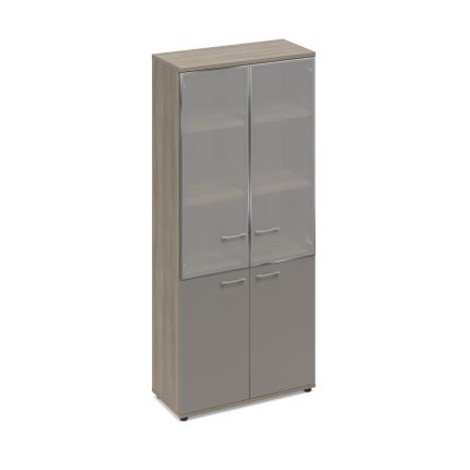 Шкаф двери стекло в алюминиевой рамке (топ ДСП) вяз либерти (корпус, столешница, топ) / мокко премиум (фасад)
