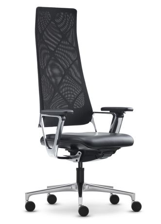Кресло руководителя Connex 2 mesh с высокой сетчатой спинкой натуральная кожа / серая 4802