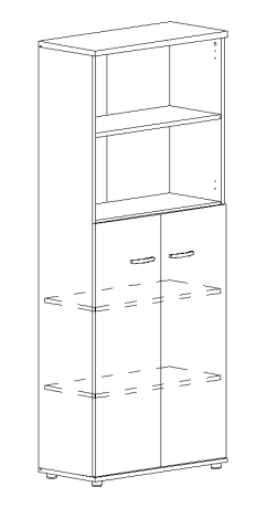 Шкаф для документов полузакрытый белый премиум / дуб шамони