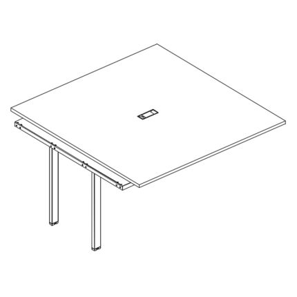 Секция стола для переговоров с опорами TRE белый премиум / металлокаркас белый