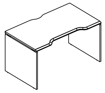 Стол эргономичный Симметрия на каркасе ДСП (1 скос) вяз либерти / мокко премиум