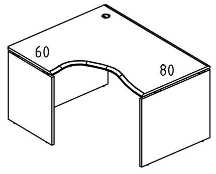 Стол эргономичный на каркасе ДСП (2 скоса) левый вяз либерти / мокко премиум
