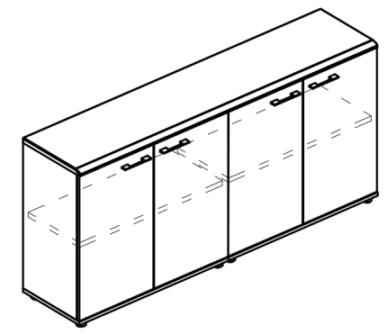 Шкаф низкий комбинированный закрытый (топ МДФ) вяз либерти / вяз либерти