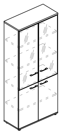Шкаф со стеклянными дверьми в алюминиевой рамке (топ ДСП) вяз либерти / вяз либерти