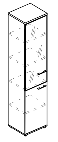 Шкаф узкий дверь стекло в рамке левый (топ ДСП)  вяз либерти / вяз либерти