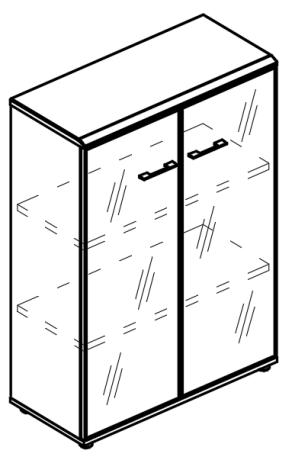 Шкаф средний двери стекло в алюминиевой рамке (топ МДФ)  вяз либерти / вяз либерти