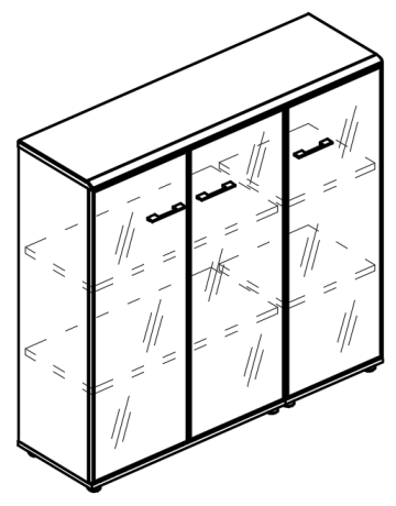 Шкаф средний двери стекло в рамке (топ МДФ) вяз либерти / вяз либерти
