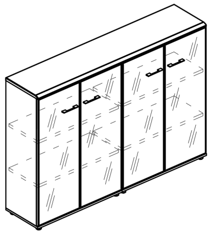 Шкаф стеклянный дверки в рамке (топ МДФ) вяз либерти / вяз либерти