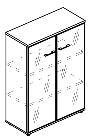Шкаф средний двери стекло в алюминиевой рамке (топ ДСП) вяз либерти / мокко премиум