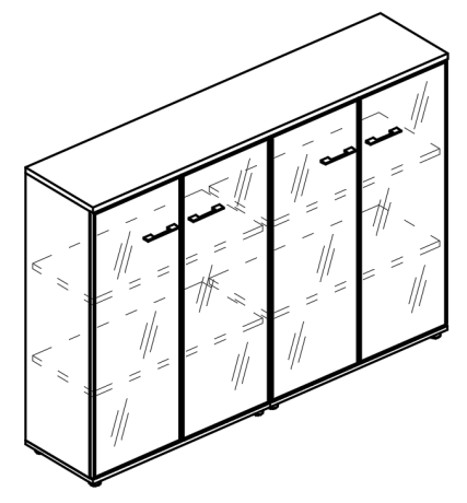 Шкаф средний двери стекло в рамке (топ ДСП) вяз либерти / вяз либерти