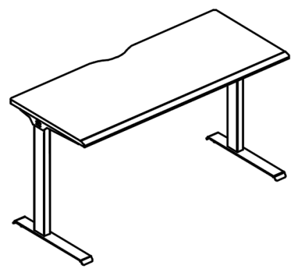 Стол письменный 160 на металлокаркасе МL (1 скос) вяз либерти / антрацит