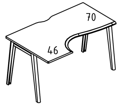 Эргономичный стол Классика каркас МТ (1 скос) левый вяз либерти / белый, вставка белая