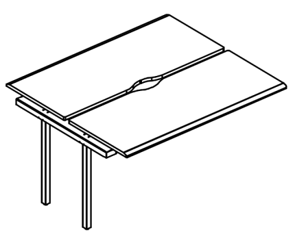 Секция стола на металлокаркасе МТ 1 скос (2х140)  вяз либерти / белый, вставка белая