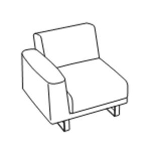 Кресло  с правым подлокотником ткань / B01/026