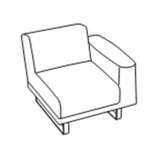 Кресло одноместное с 1-м левым подлокотником натуральная кожа / P01/172