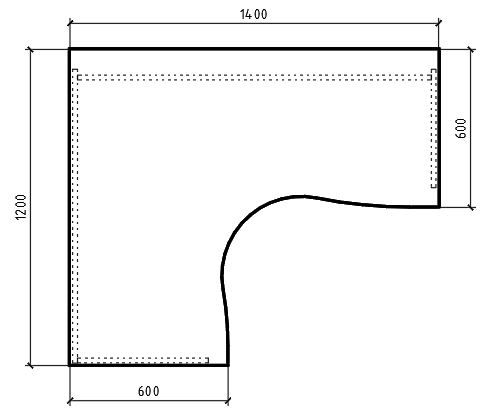 Стол эргономичный левый дуб шамони темный