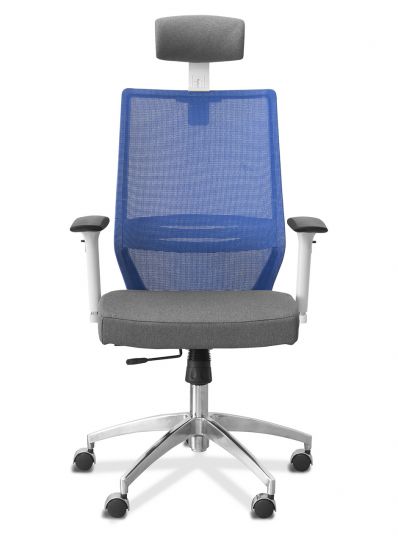 Кресло Аэро | Aero 3D HW белый каркас сетка/ткань Bahama серая/серая BA50