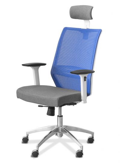 Кресло Аэро | Aero 3D HW белый каркас сетка/ткань Bahama серая/серая BA50