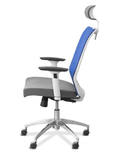 Кресло Аэро | Aero 3D HW белый каркас сетка/ткань Bahama серая/серая BA50