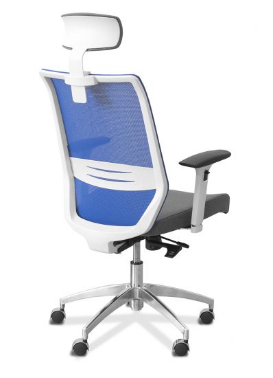 Кресло Аэро | Aero 3D HW белый каркас сетка/ткань Bahama серая/серая BA50