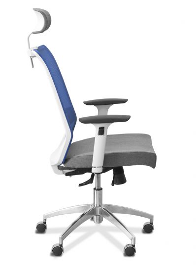 Кресло Аэро | Aero 3D HW белый каркас сетка/ткань Bahama серая/серая BA50