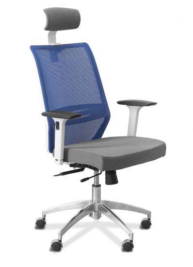 Кресло Аэро | Aero 3D HW белый каркас сетка/ткань Bahama серая/серая BA50