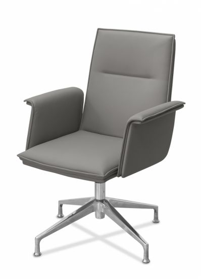 Кресло Лео Л HX4 без колес экокожа премиум черная CN1114