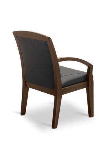 Кресло посетителя Граф с утяжкой экокожа премиум темно-серая CN1118/ дерево - орех гамильтон