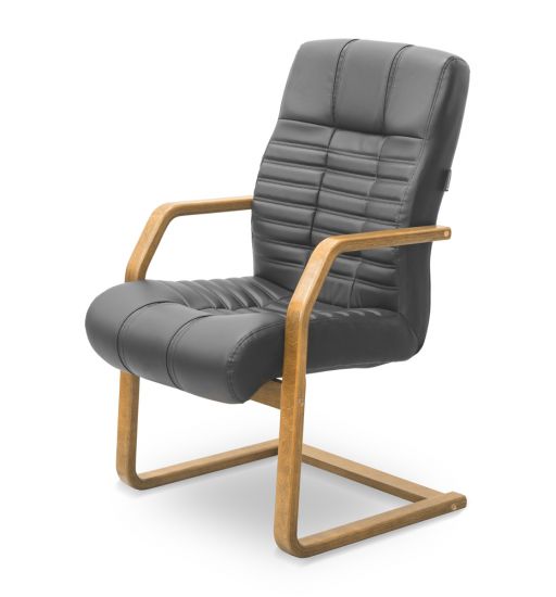 Кресло Атлант HSW экокожа экокожа премиум коричневая CN1116/ дерево - орех гамильтон