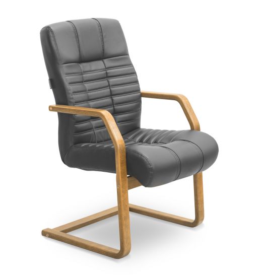 Кресло Атлант HSW экокожа экокожа премиум коричневая CN1116/ дерево - орех гамильтон