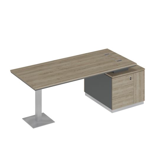 Стол на опорной тумбе дуб гладстоун светлый / антрацит премиум / дуб гладстоун светлый