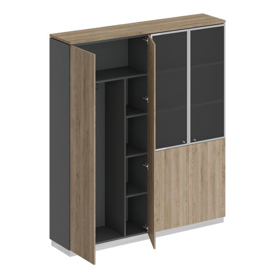 Шкаф комбинированный гардеробный дуб гладстоун светлый (столешница, фасад, топ) / антрацит премиум (корпус)