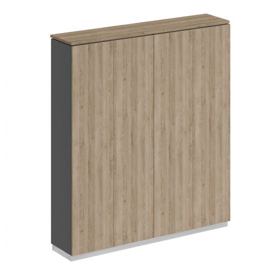 Шкаф закрытый 180 для документов дуб гладстоун светлый (столешница, фасад, топ) / антрацит премиум (корпус)