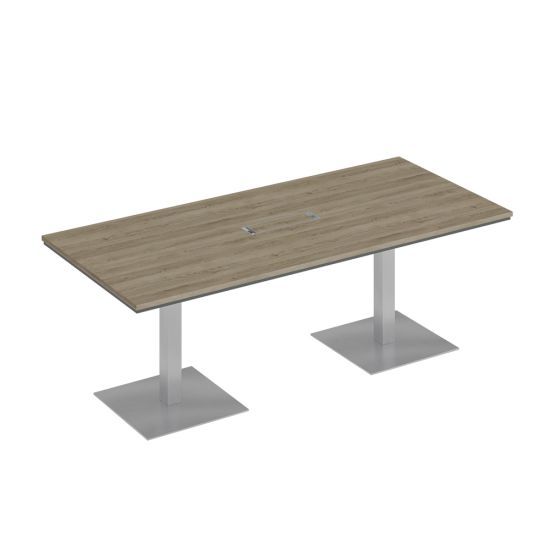 Стол для переговоров на квадратных опорах-колоннах дуб гладстоун светлый (столешница, фасад, топ) / антрацит премиум (корпус)