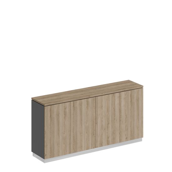 Шкаф 180 закрытый низкий для документов дуб гладстоун светлый (столешница, фасад, топ) / антрацит премиум (корпус)