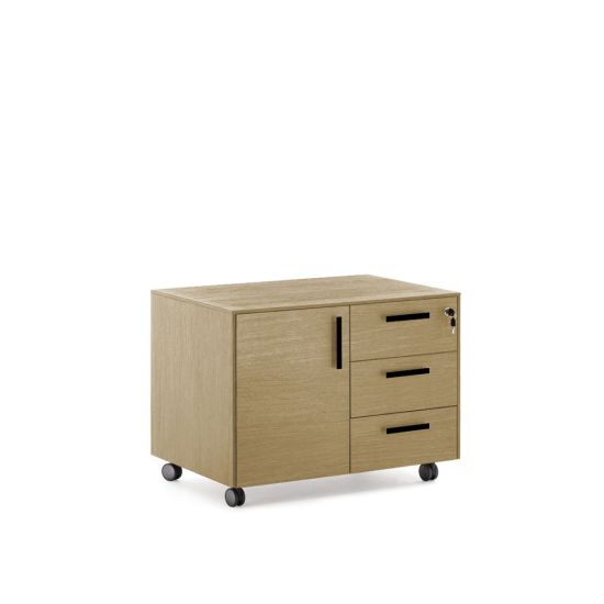 Тумба выкатная черный / светлый эвкалипт